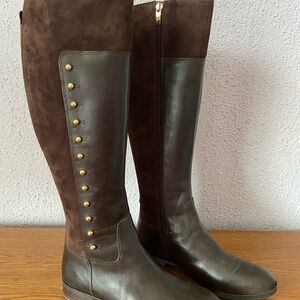 Brand New Marc Fisher (Damiyu) Brown Leather/Suede Riding Boots Size 6.5